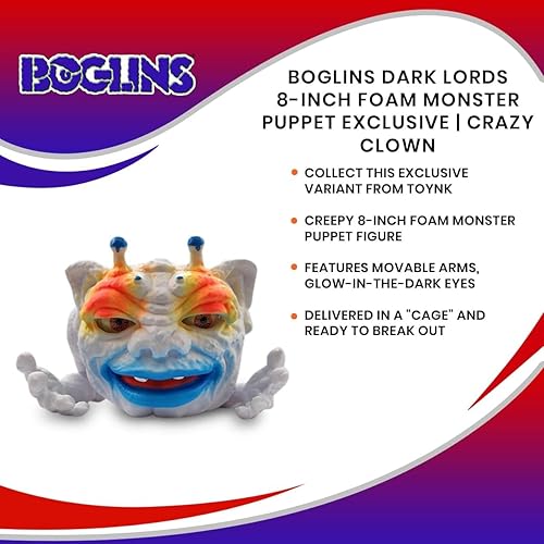 Miniatura 5 de TriAction Toys Boglins Dark Lords - Marioneta de monstruo de espuma de 8 pulgadas, diseño de payaso loco, muñecos de acción espeluznantes, figuras