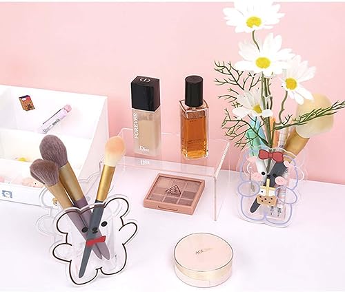 Miniatura 7 de Kawaii - Soporte de acrílico para bolígrafos de escritorio de dibujos animados, organizador de brochas de maquillaje kawaii, adecuado para el hogar,