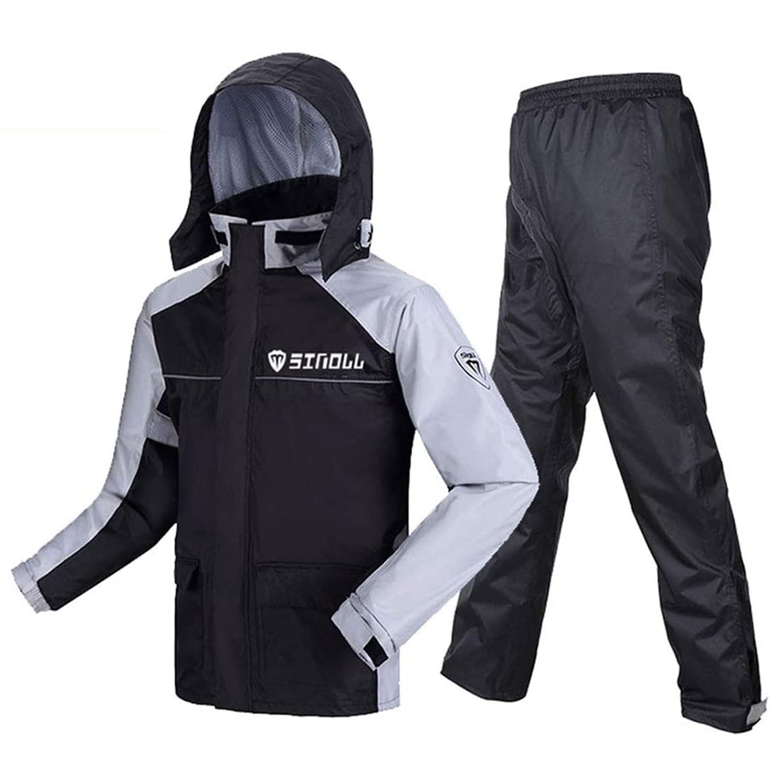 Hommes Combinaison Pluie Imperméable Moto Homme-Vêtements De Pluie Résistante À L'usure Réfléchissante Pantalon De Pluie Extérieur Homme/Femme Blouson Léger Veste De Randonnée(Gray,M)