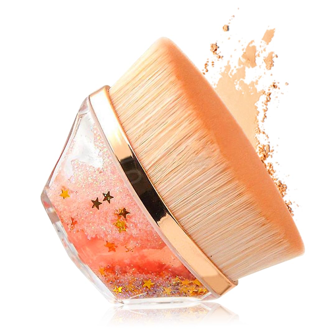 Gleva Foundation Makeup Brush, Kabuki Hexagon Face Blush Liquid Powder Foundation Brush for Blending Liquid, Cream or Flawless Powder Cosmetics (Crystal Gold)-image-43