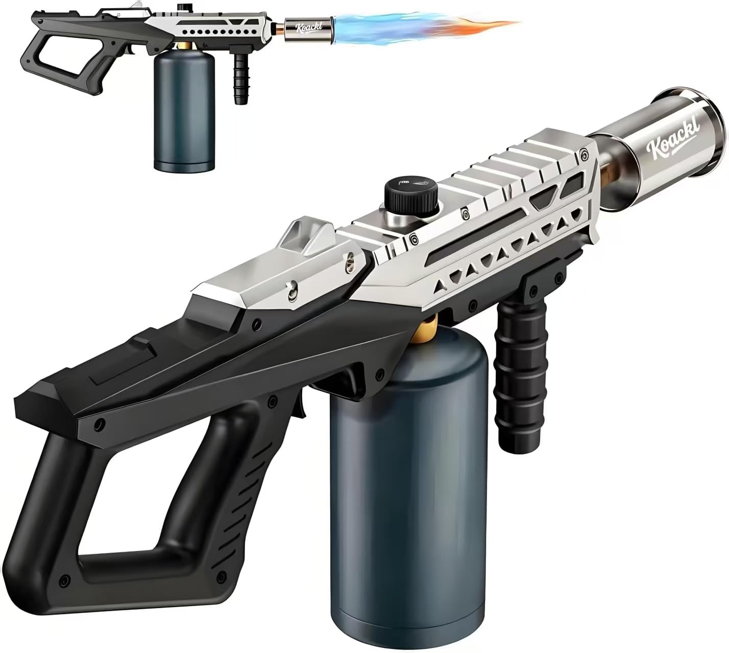 Powerful Propane Torch Gun, Kitchen Torch with Adjustable Flame, Flamethrower Blow Torch Gun Gas Welding Kits for BBQ, Searing Steak, Camping & Charcoal Torch Lighter(Tank Not Included)