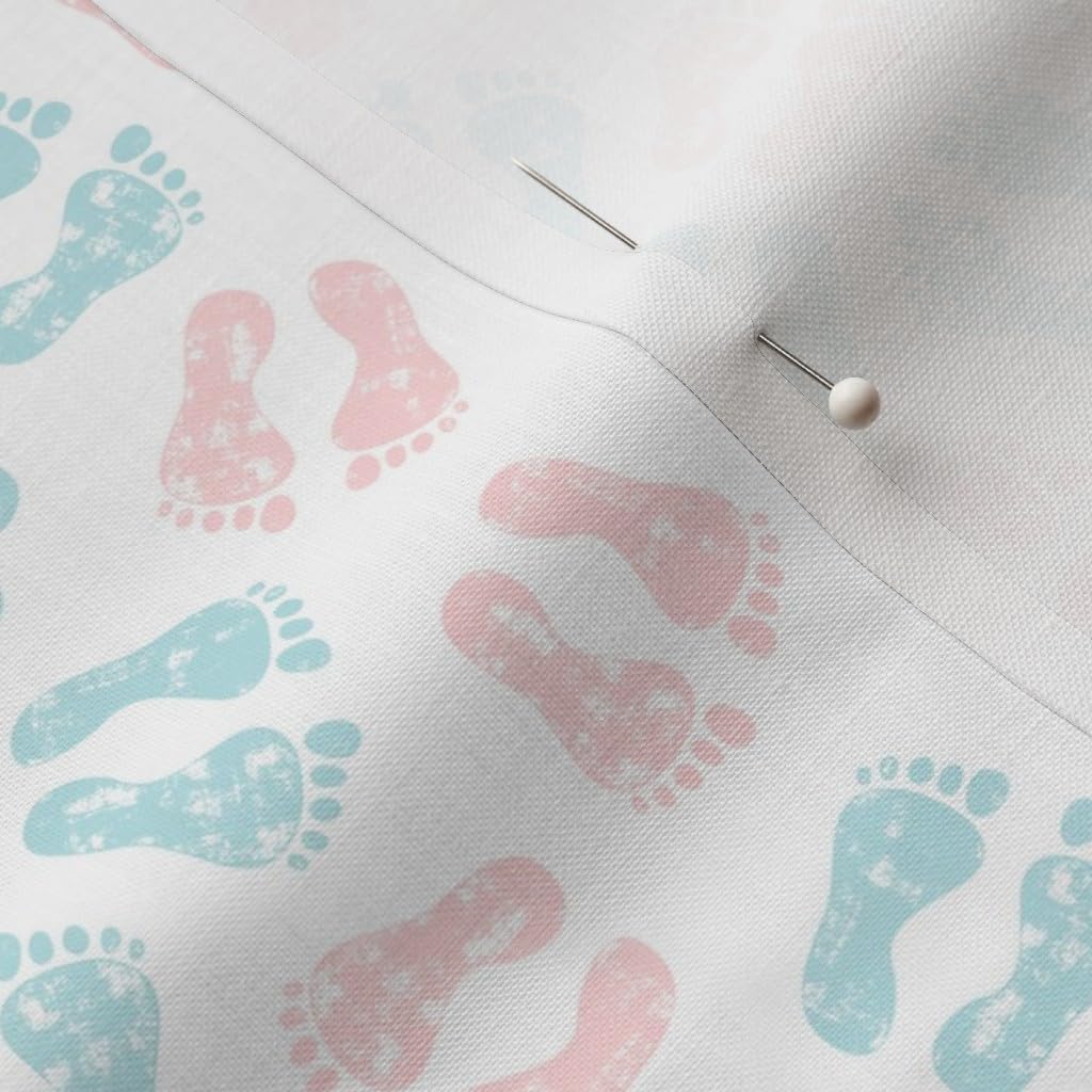 Spoonflower Fabric - Small Scale Feet Pink Blue Nursing Nurse Prints Printed on Petal Signature Cotton Fabric by The Yard - Sewing Quilting Apparel Crafts Decor