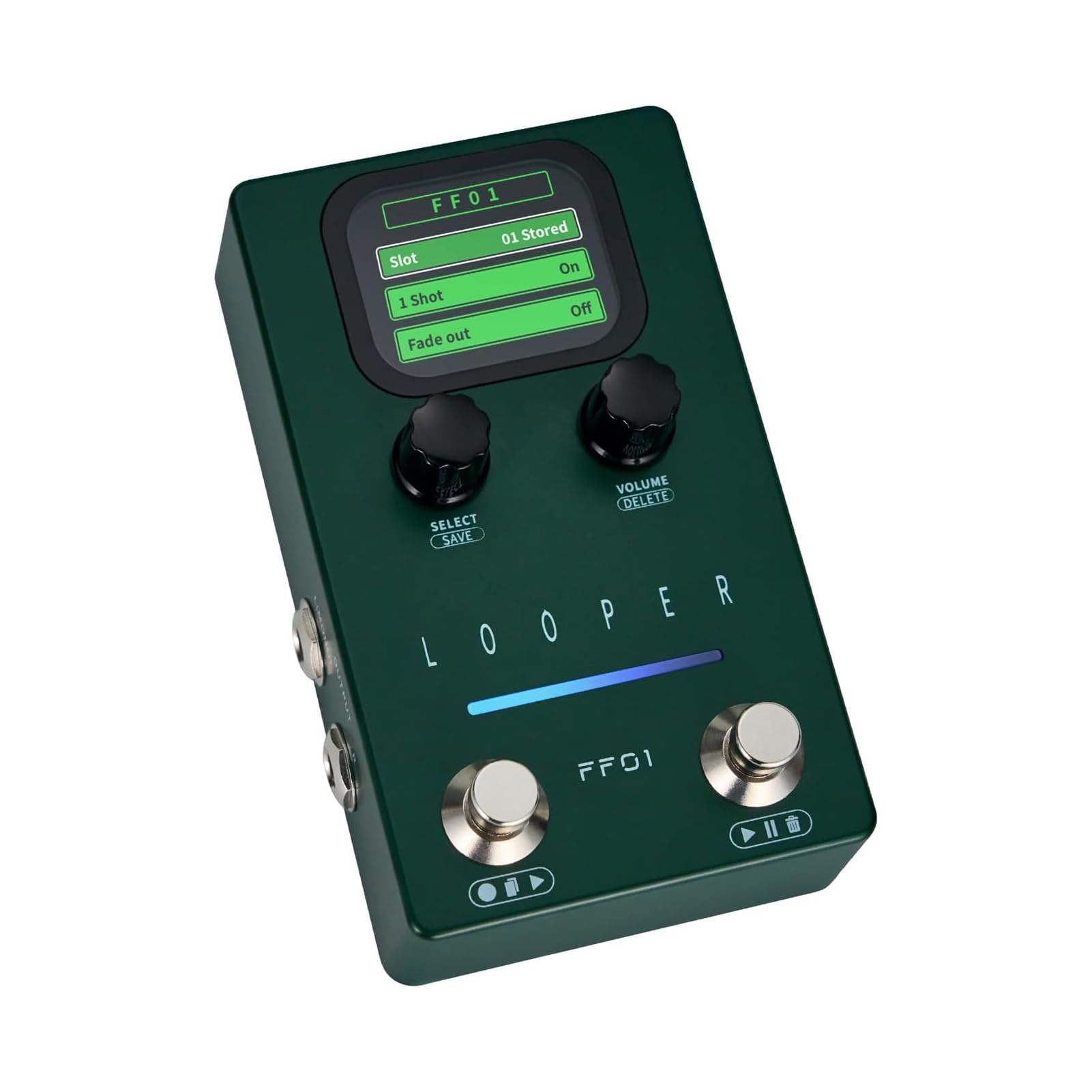 Kavolet FLAMMA Hochleistungs-Looper-Gitarrenpedal mit Audio-Konnektivität für Bassgitarristen, ABS-Grün, 40 Steckplätze (EU-Stecker)