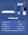 Réservoir à poisson, 3 Gallon Ultra-Clear Glass Fish Aquarium, avec plaque de séparateur pour Betta, kit de démarrage de réservoir de poisson avec filtre et lumière à LED réglable, blanc