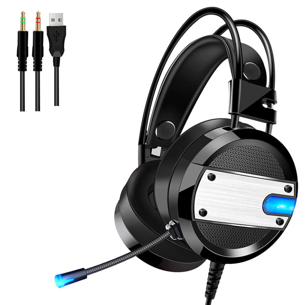 Zestaw słuchawkowy do gier LED Lights na PC dźwięk przestrzenny stereo z redukcją szumów przewodowe słuchawki dla graczy z mikrofonem auriculares Double the comfort