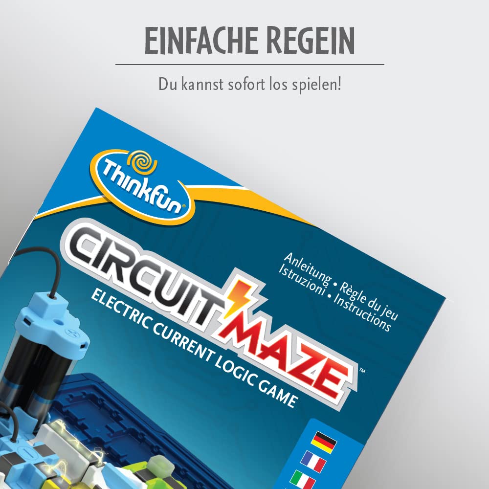 ThinkFun - 76341 - Circuit Maze -- das spannungsgeladene Logikspiel von ThinkFunk für Jungen und Mädchen ab 8 Jahren. Stromkreis mit LED-Lichtern und Schalter.