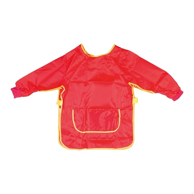 Idena 611184 - Delantal para manualidades para niños, talla S de 5 a 6 años, en color rojo con mangas largas…