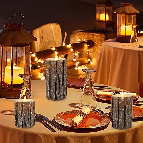 Vinkor Flameless Candles Flickering Candles Decorative Battery Flameless Candle Classic Real Wax Pillar with Dancing LED Flame & 10-Key Remote Control 2/4/6/ 8 Hours Timers (Birch Effect) - Thumbnail 4