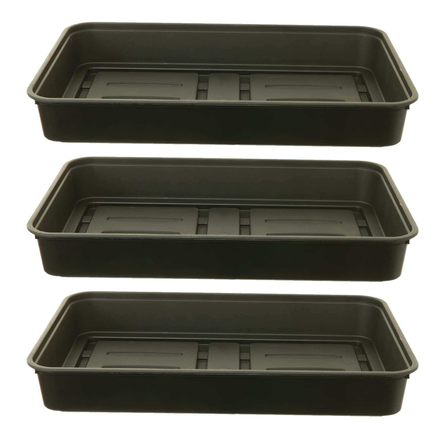 ACCURATE Set of 3 Black Plastic Garden Greenhouse Gravel Tray perfect to hold gravel as a moisture base for flower pots (MEDIUM)