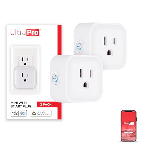 UltraPro Smart Plug WiFi Outlet, Smart Home, Smart Switch, Smart Outlet, Works With Alexa, Echo & Google Home, No Hub Required, App Controlled, ETL