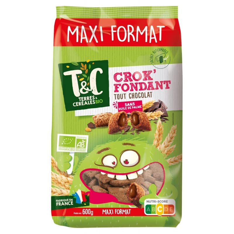 Terres et Cereales – Tierra y cereales Crok'Fondant Todo Chocolate Orgánico 600 g – Lote de 3