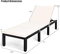 Vista 2 de HAPPYGRILL Silla de salón de ratán para patio, silla reclinable ajustable de mimbre con respaldo y cojín