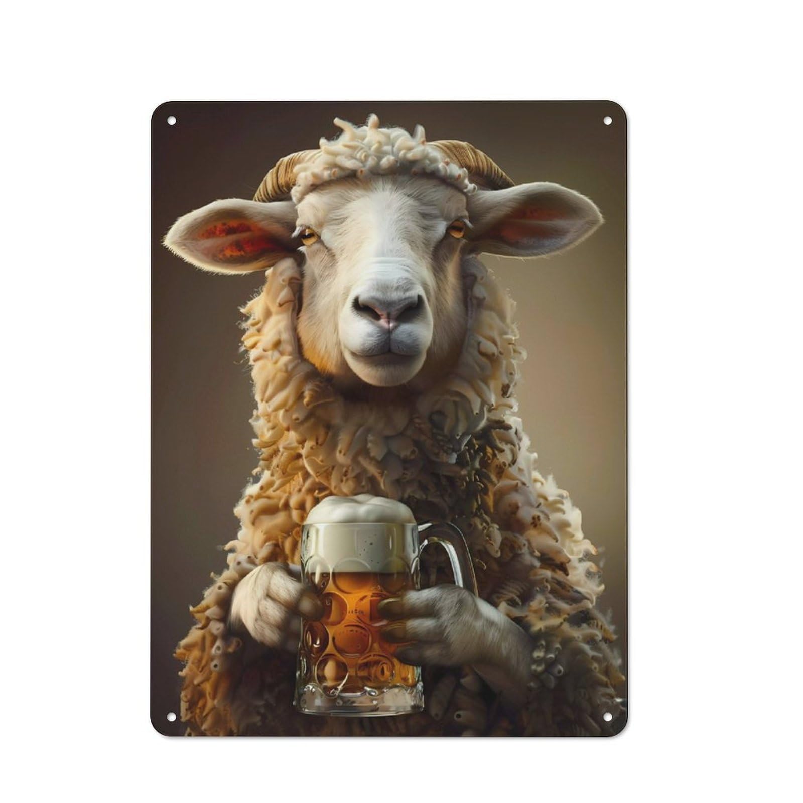 Sheep Beer Tin Wall Plaque 40x30cm, Rustic Cottage Wall Art for Dining Room, Cafe, Entryway Or Family Room