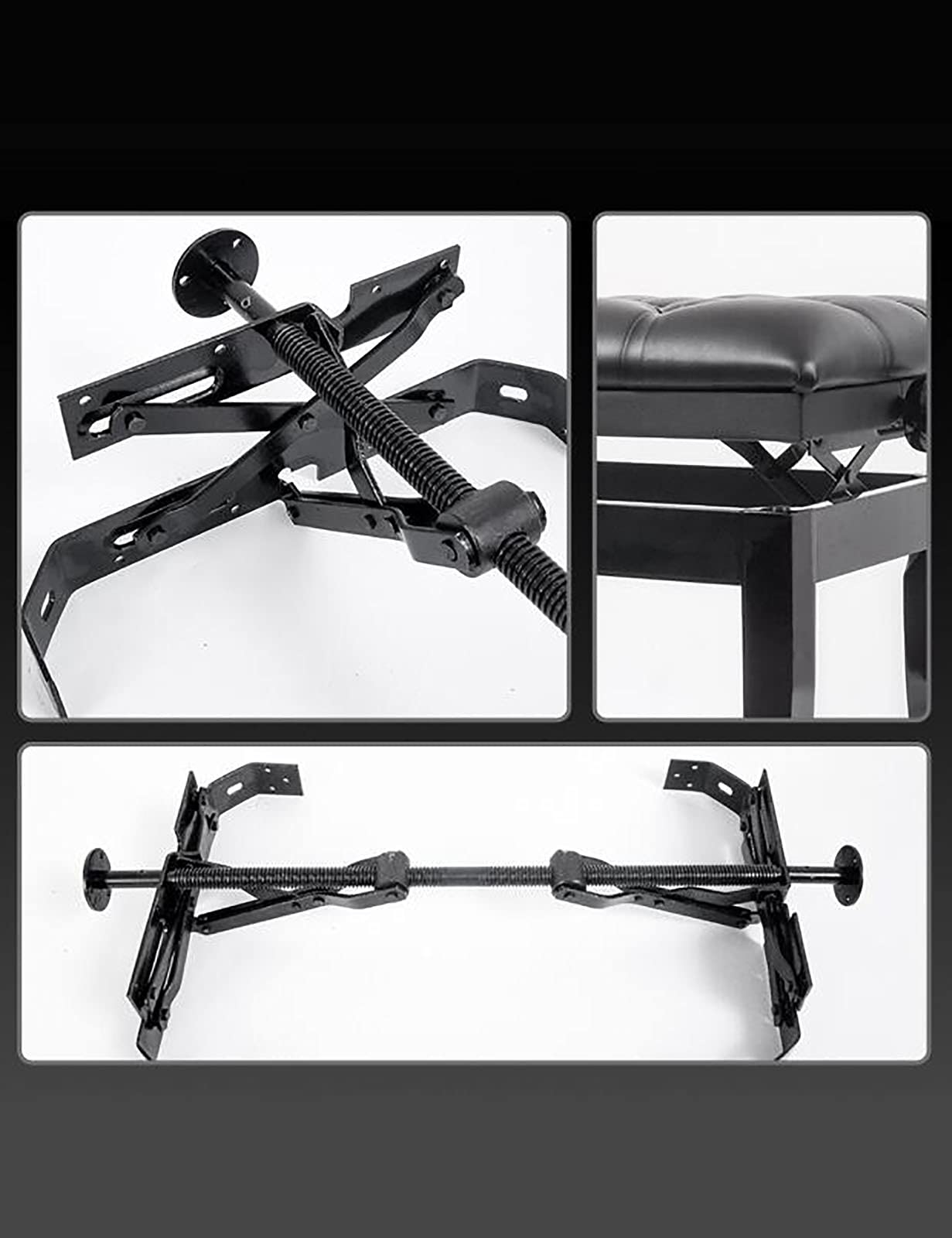 Klavierhocker aus echtem Leder – höhenverstellbare Bank mit gepolstertem Kissen und hochbelastbarem Schwamm für bequeme Nutzung – ideal für Keyboard oder Schminktisch