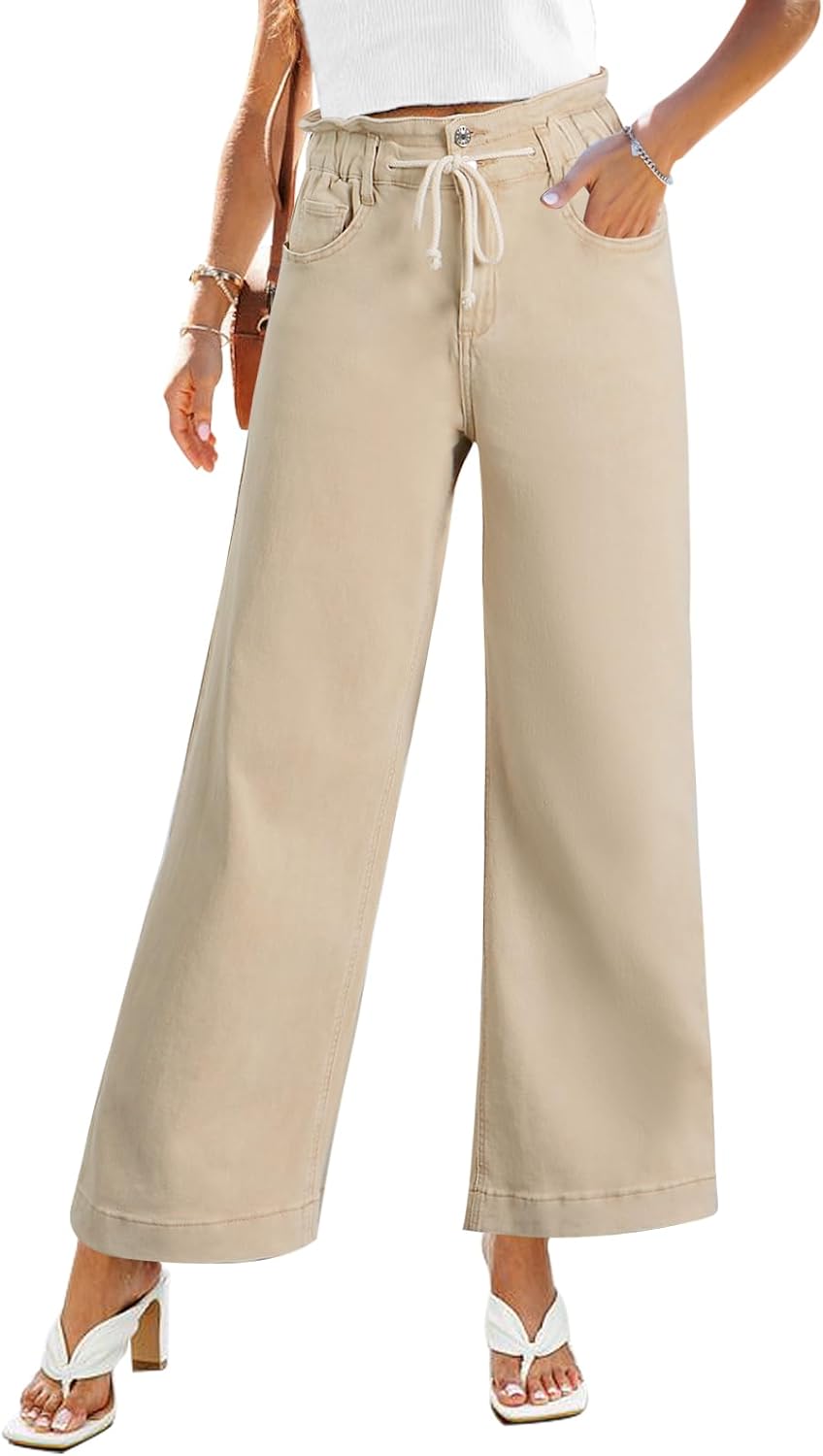 GRAPENT Wide Leg Jeans for Women Stretch High Wasited Elastic Waist Bell Bottom Baggy Y2K Pants