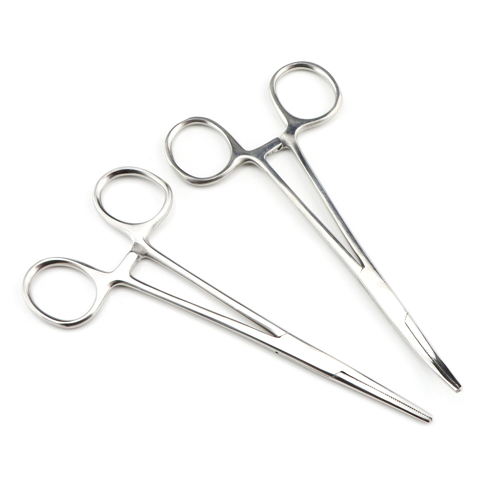 2Pcs Locking Pliers Piercing Pliers, Curved Forceps Plier Game Sea Coarse Fishing, Suturing Piercing Clamp with Powerful Serrated Jaw, Tweezers Pincers for Dog Ear Hair Grooming, Veterinary