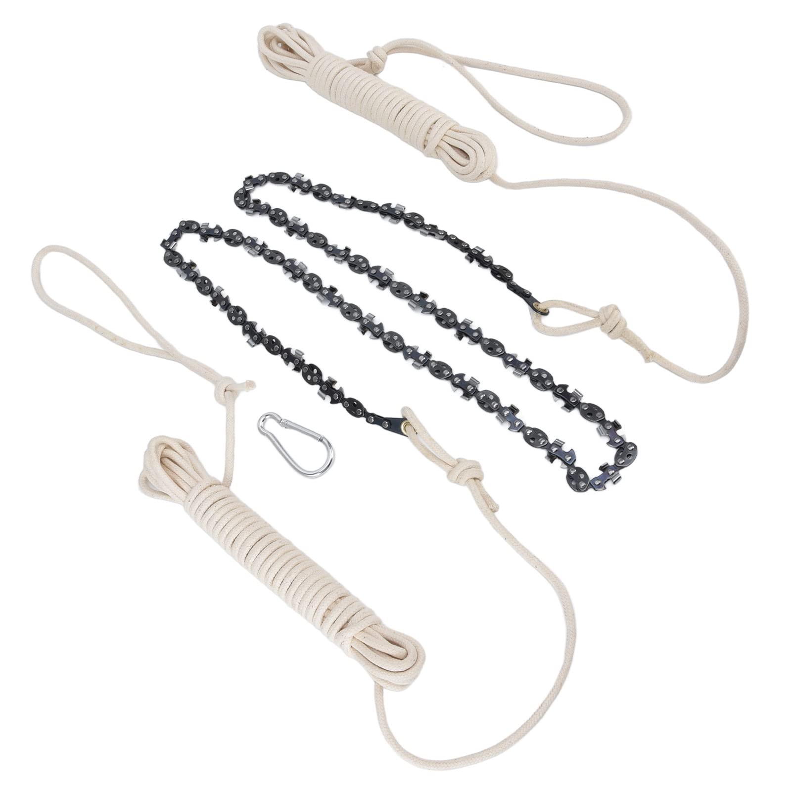 EMUKOEP Motosierra de Cuerda Manual para Exteriores con 64 Secciones y 62 Dientes, Ideal para Corte Rápido de Madera, Incluye Mosquetón y Bolsa de Almacenamiento