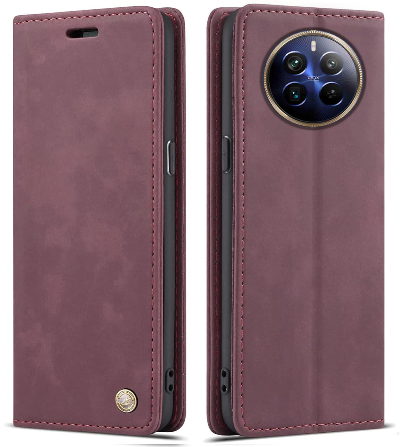 ClickCase for Realme 12 Pro 5G Sheepskin Series Faux Soft Leather Wallet Flip Case Kick Stand with Magnetic Closure Lightweight Slim Flip Cover for Realme 12 Pro 5G (Mauve Red) (B0CV5MBN4Y) Amazon Price History, Amazon Price Tracker