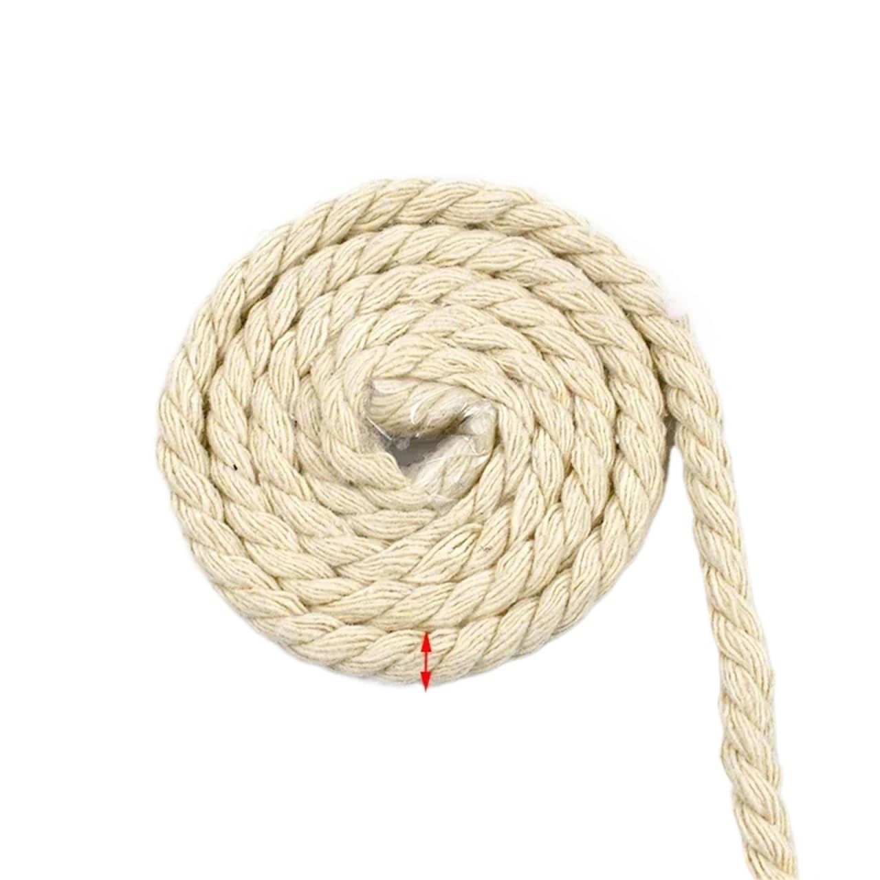 Twisted Cotton Cord 2/5/10M 5-20mm Braid Macrame Cord Twisted Ropes Thread Decorative String 3 Shares Cotton Rope DIY Bag(Beige-5mm,2Meters)