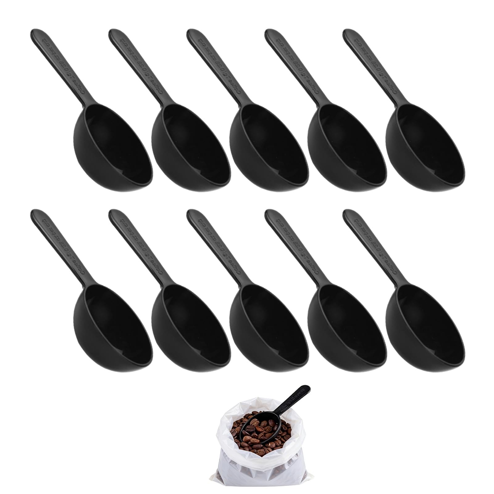 10 Pcs Black Measuring Plastic Spoons Set - Reusable Plastic Scoop, Washing Powder Scoop, Protein Scoop, Durable Coffee Scoop for Liquids, Food, Home, Kitchen