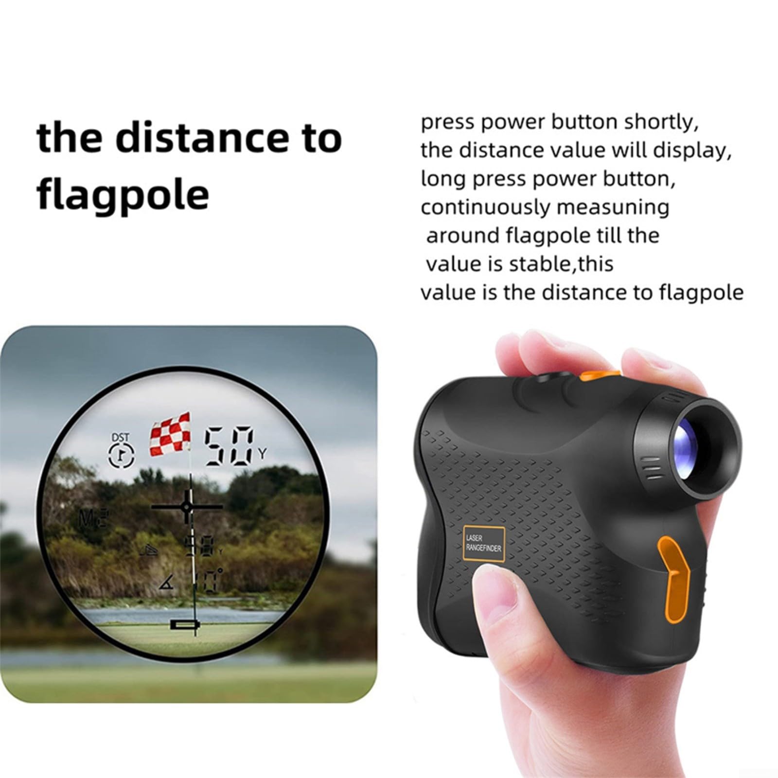 Laser Golf Entfernungsmesser mit 6 facher Vergrößerung, 500M Digital Golf Rangefinder mit Flag-Lock und Vibration, ± 1m Genauigkeit, Entfernungsmesser Jagd