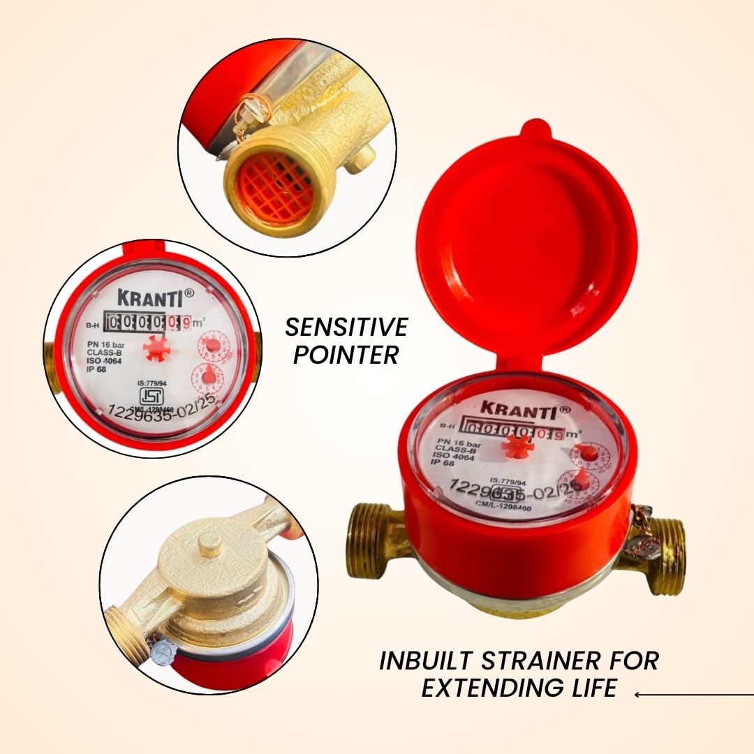 Kranti ISI Marked Water Meter 15mm Single Jet 2