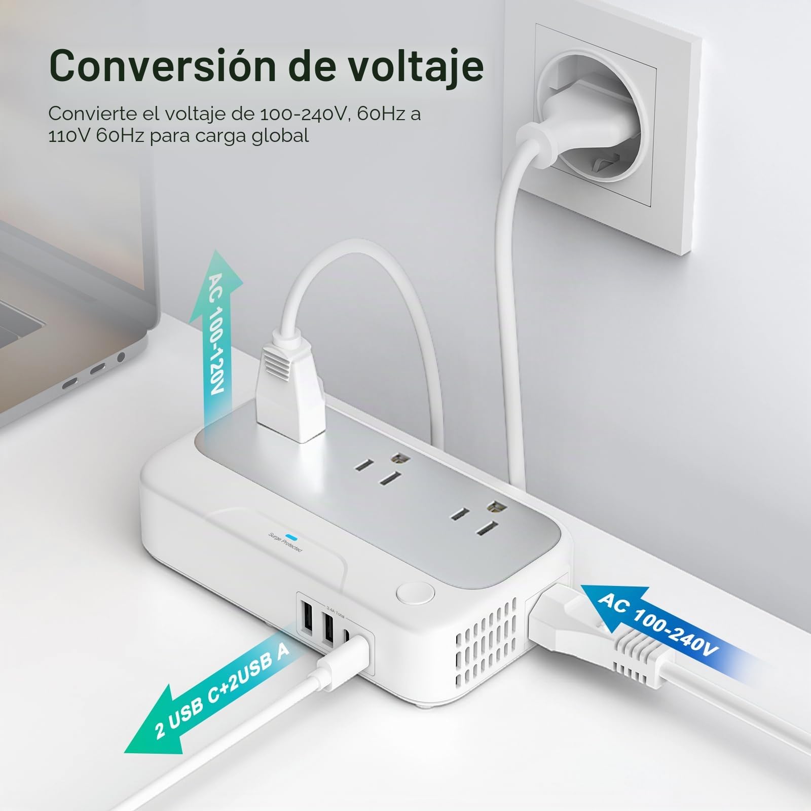 Convertidor de voltaje universal de nosotros a Europa, 220 V a 110 V Power Travel Converter Combo, adaptador europeo reductor de 250 W 220 a 110 para Reino Unido Italia, Transformador de viaje europeo