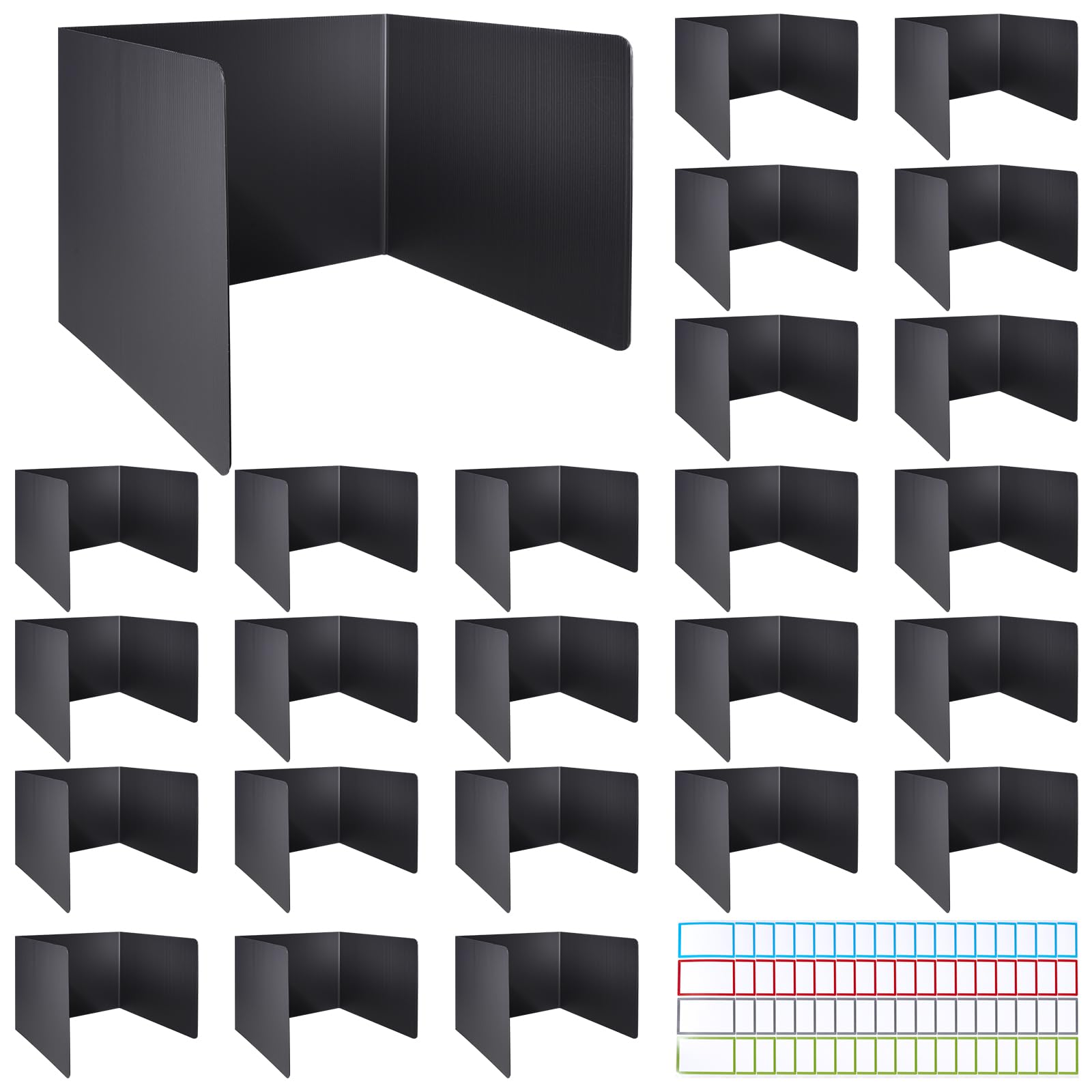 Novelfun 24PCS Desk Dividers for Students Portable Privacy Shields - Black