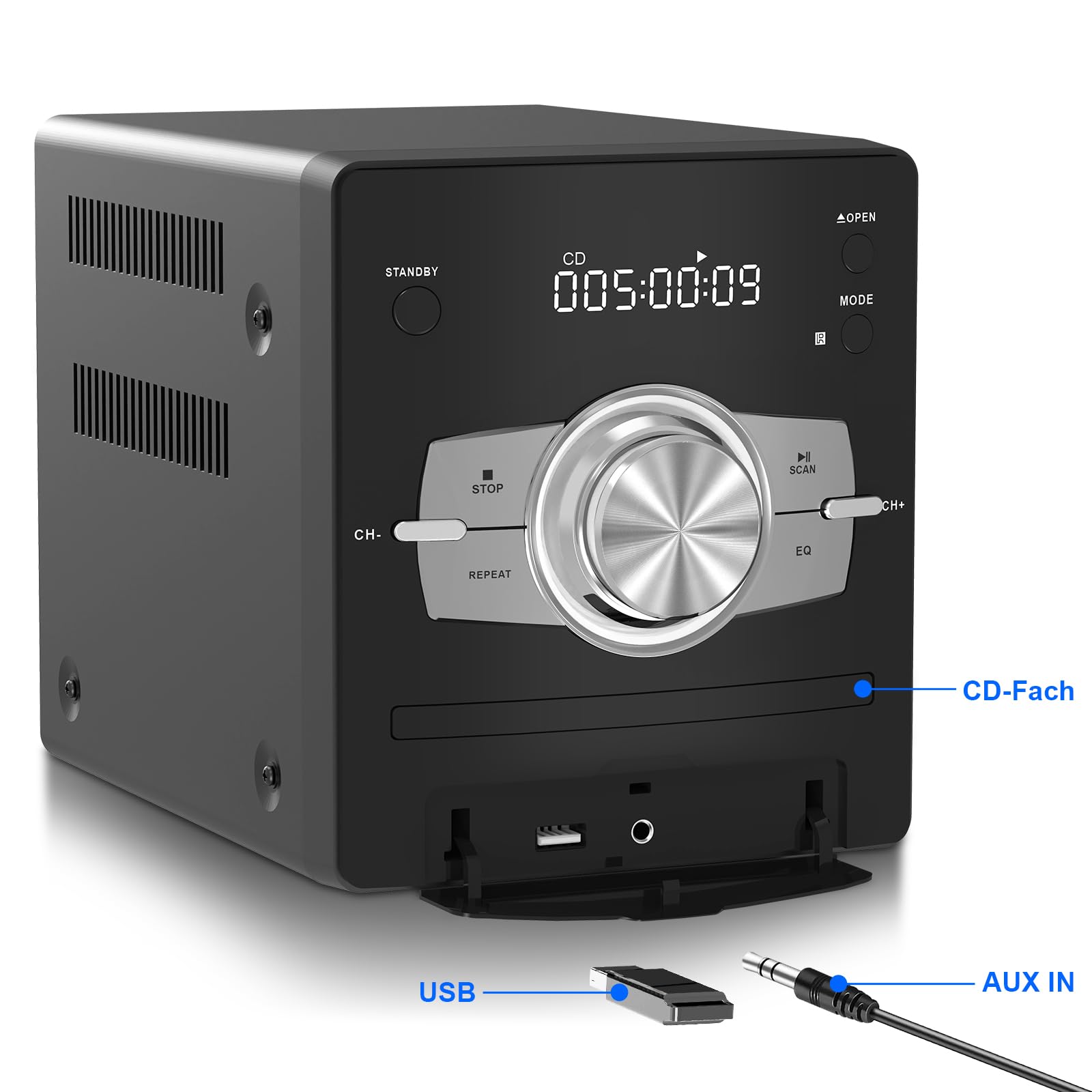 Mini Component Stereo CD 30W RMS Lettore CD FM Bluetooth USB AUX Telecomando