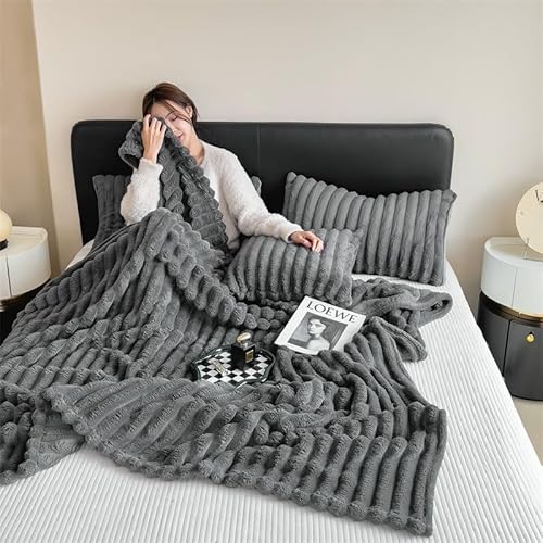 毛布 もこもこ毛布 ふわとろ毛布 ブランケット セミダブル ハーフ 毛布 モコモコ とろとろ ふわふわ シングル ダブル ふわもこ ひざ掛け もうふ おしゃれ 暖かい 厚手 エコテックス 軽量 洗える 洗濯可 秋冬 冬 冷房対策 (ダークグレー, 120×