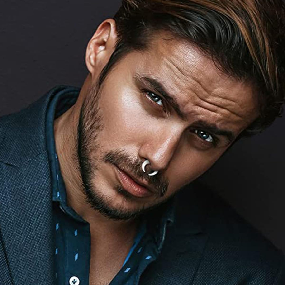 Lurrose Anillos para Tabique Nasal y Dilatadores de Oreja Acrílicos, Kit 12 Piezas 2mm y 3mm, Colores, Transparente, y Morado, Joyería para Piercing Corporal Mujer y Hombre, Uso — view 8