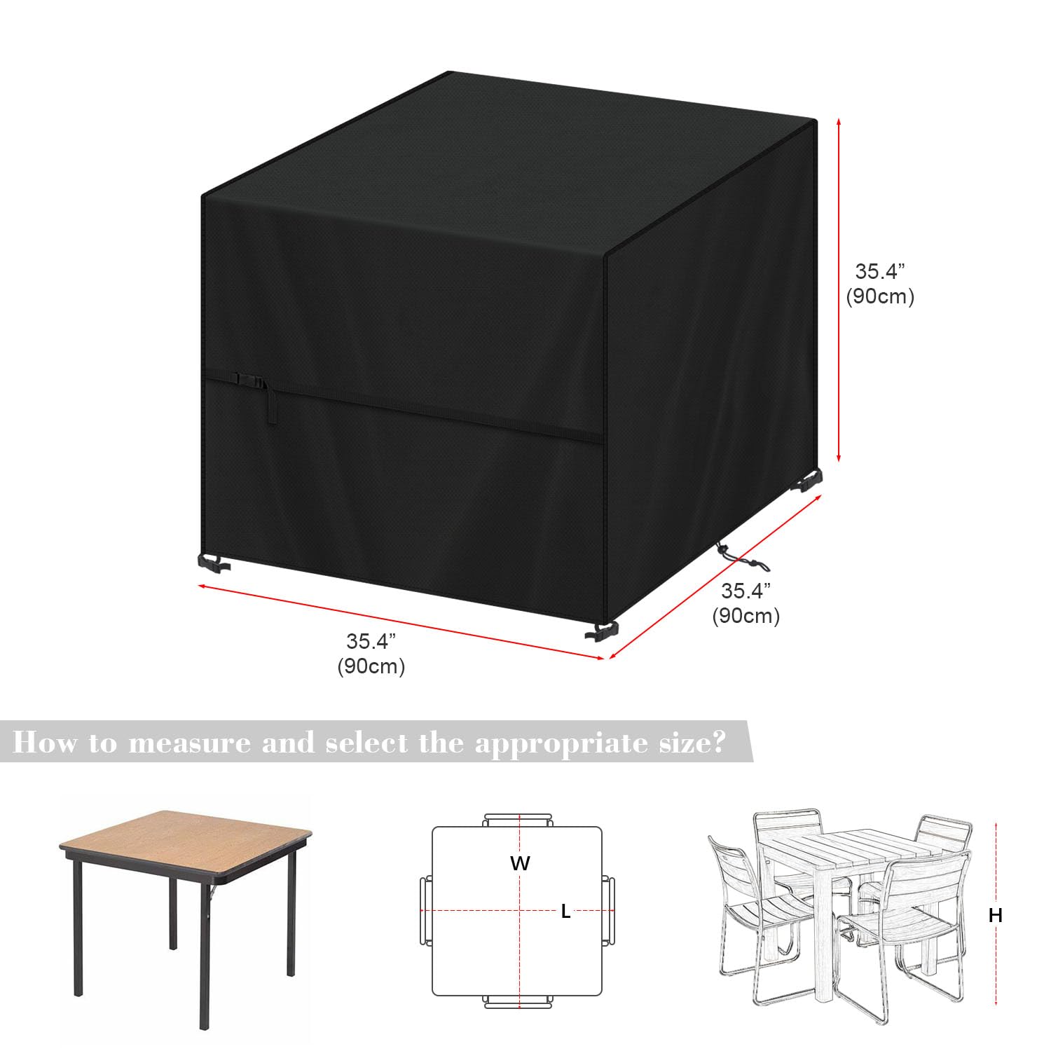 SIMPHAUS Copertura Mobile Esterno 90x90x90cm Telo Copertura Tavolo Esterno Quadrato Copritavolo Esterno Impermeabile Copertura Protettive per Mobili da Giardino Anti-UV Copri Poltrona da Esterno
