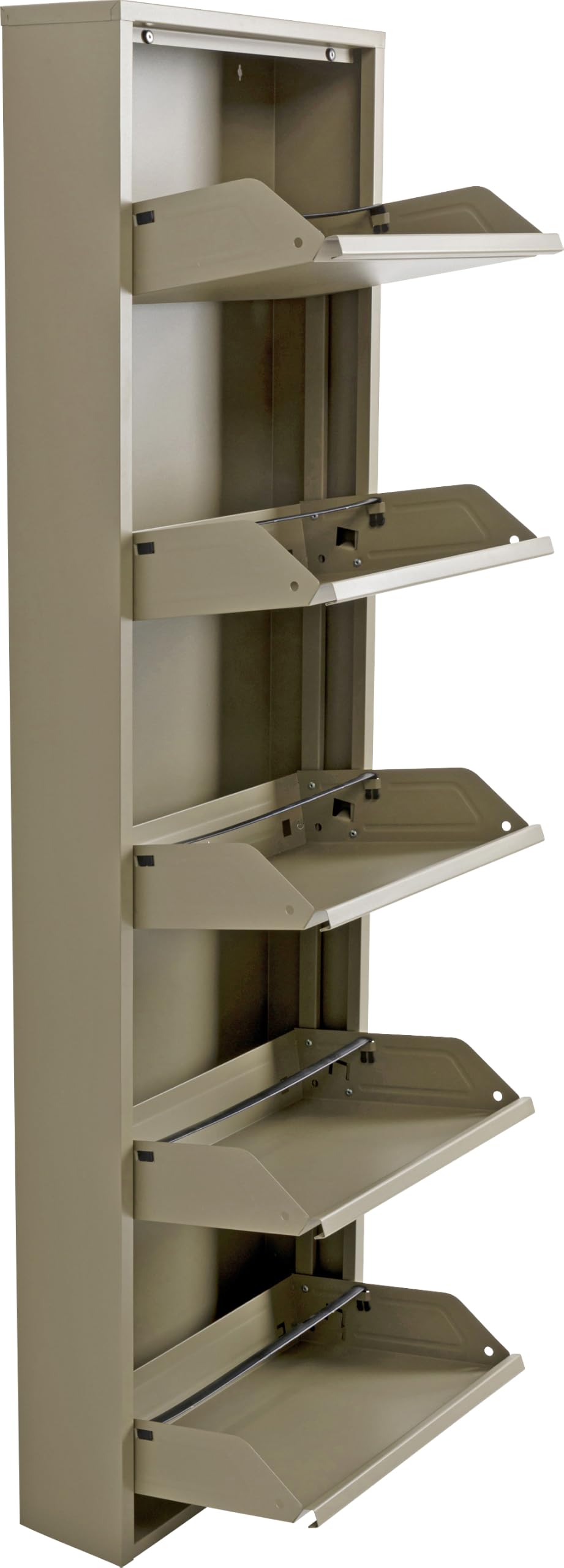 Kare Design Schuhschrank Caruso, Khaki, 173x50x15 cm, Schuhablage, Schuhkipper, Schuhregal, mit 3 Klappen, für 6 Paar Schuhe, Stahl, Schmal, Platzsparend, Hoch, Eingangsbereich