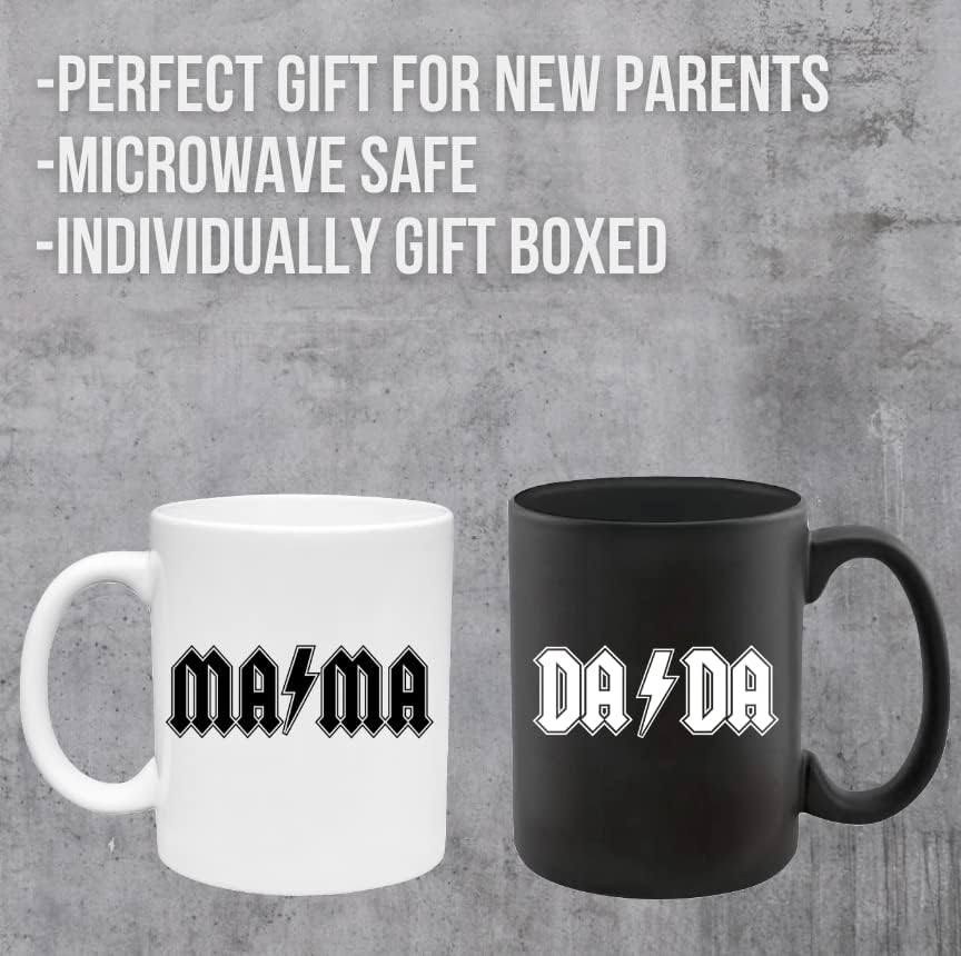 Miniatura 9 de Rockstar Taza para papá y mamá, regalo para anuncio de embarazo, regalos para padres nuevos para parejas, juego de tazas de café para papá y mamá,