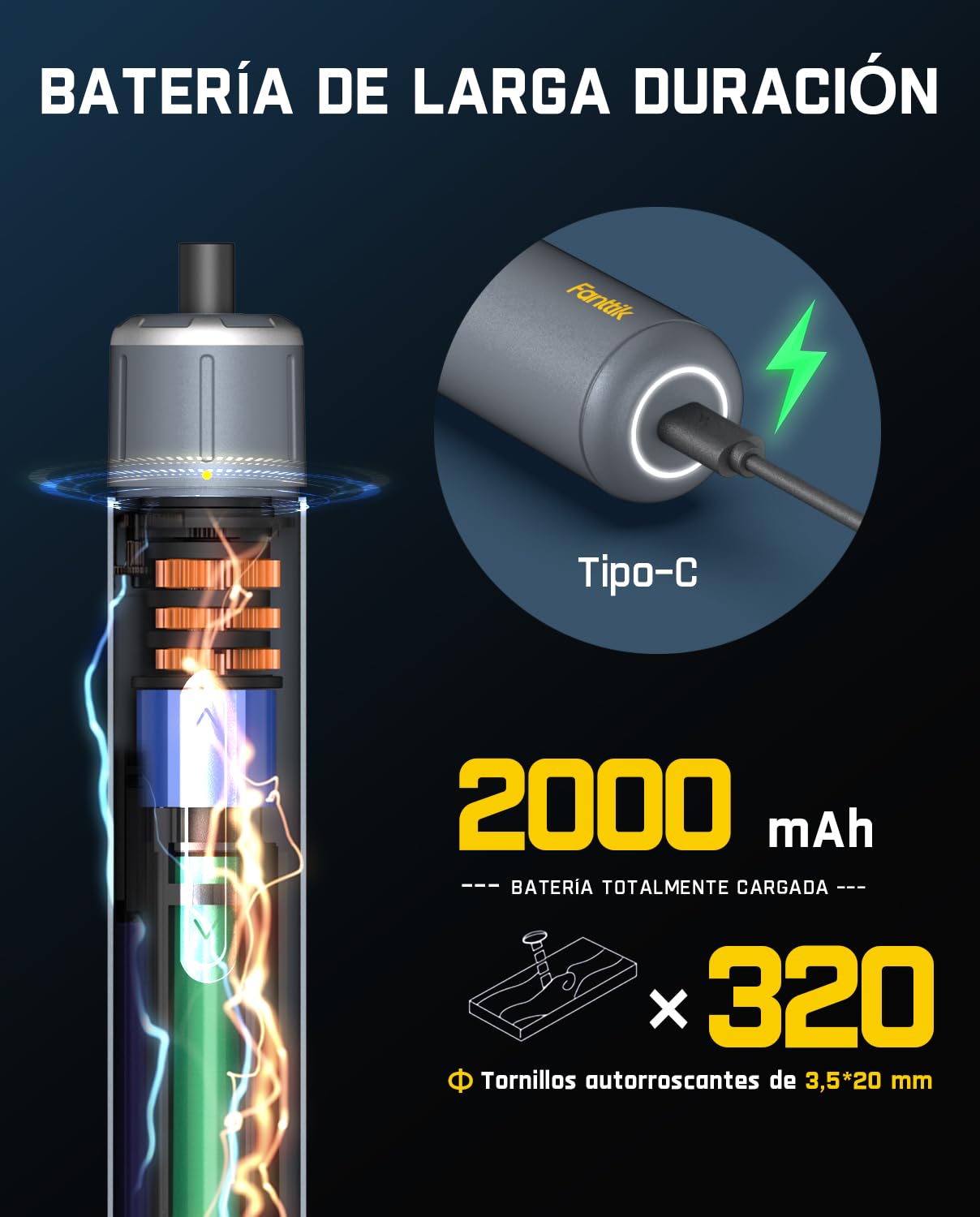 Fanttik Potente Destornillador Eléctrico de 3.7V, Juego de Destornilladores Recargable de 16 Puntas Máx 6 N.m, 3 Ajustes de par con Luz LED para Reparación de Muebles/Computadoras - S1 Pro