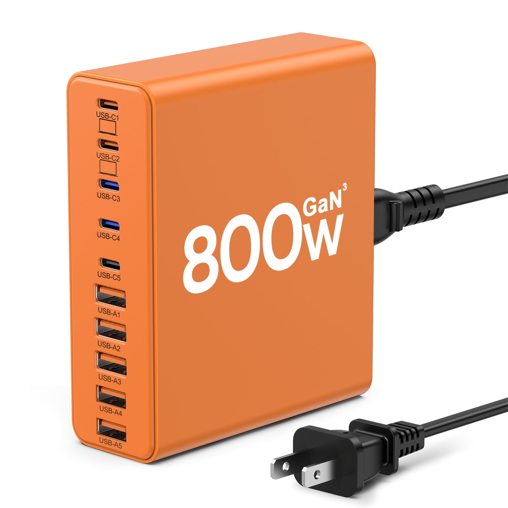 Bloque de cargador USB C de 420 W, estación de carga de 10 puertos GaN de carga rápida tipo C y adaptador de cargador de pared USB A para MacBook Pro/Air, iPhone, iPad, Dell XPS, Samsung Galaxy
