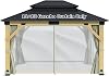 GARTOO 11 x 13 Hardtop Gazebo Curtains Part - Outdoor Wooden Hardtop Patio Gazebo Canopy Screens Walls with Zipper, Fully Enclosed Zip Curtain and Breathable Mesh