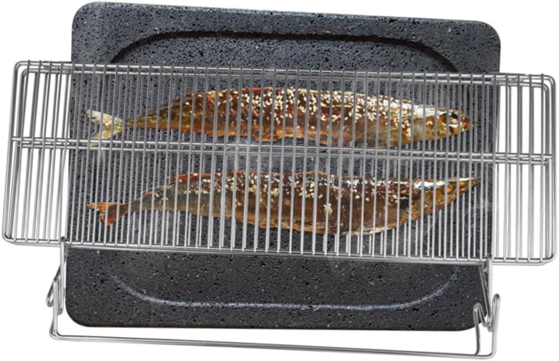 PRETYZOOM Portable Stainless Steel Camping Grill Foldable Barbecue Rack Heat-resistant Anti Outdoor Picnic Fishing and Bbq Activities