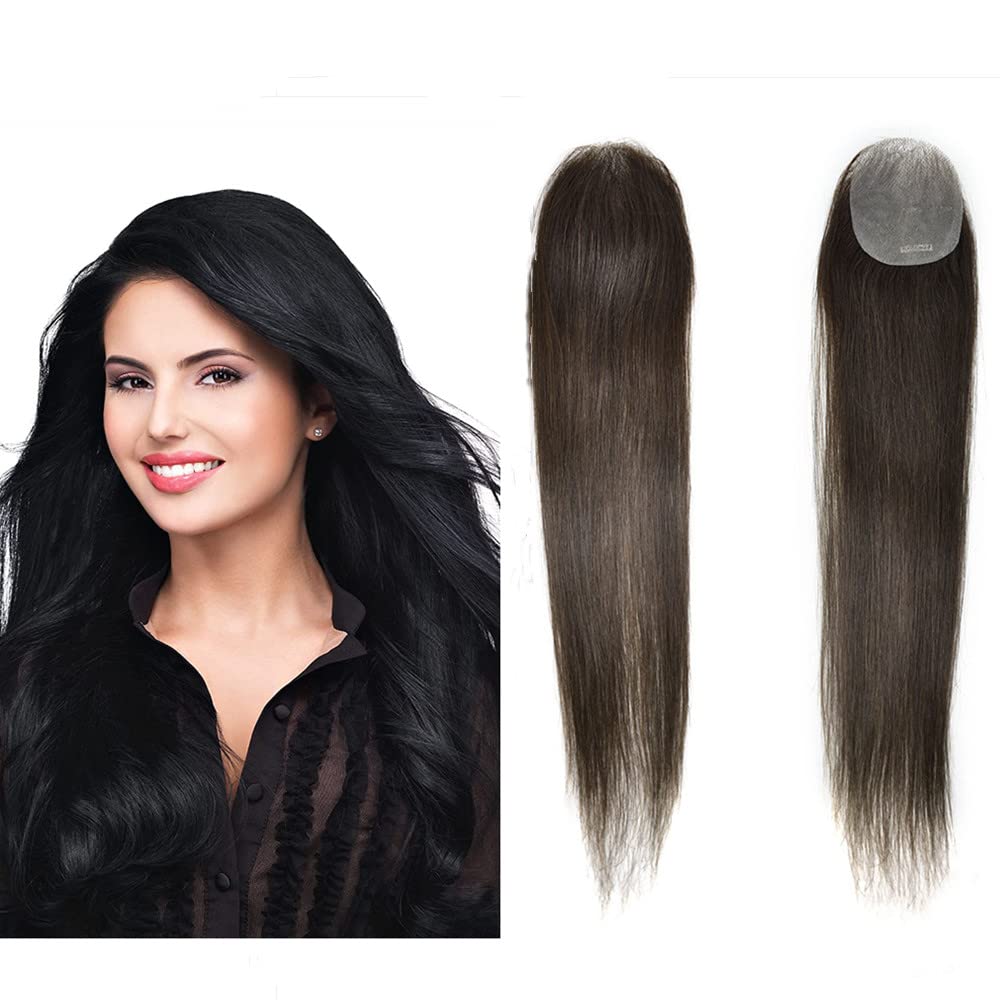 Human Hair Topper 6x8cm Ultra Thin Skin PU Base 16 Inch TUW16 Silk Base Hair Topper | Hair Topper for Thinning Crown  main image 3