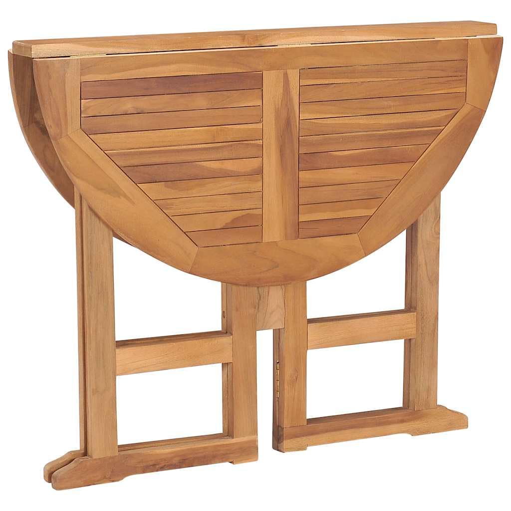 Générique Tavolo Da Giardino Pieghevole Teak 90 Cm Rotondo | Legno duro di teak robusto, design salvaspazio, facile da piegare, ideale per spazi esterni