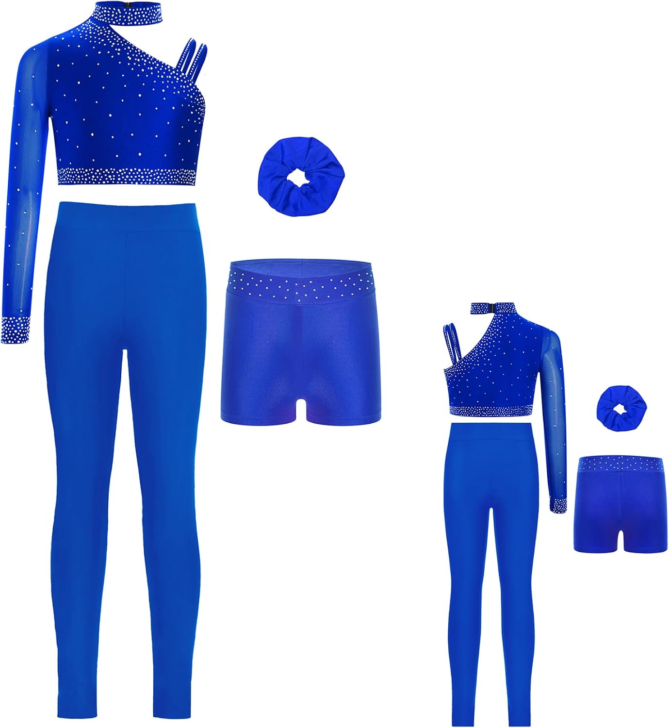 JEYPINMI Dance Workout for Girls Athletic Sports Outfits Crop Top with Shorts Hairband Leggings Tracksuit Sets