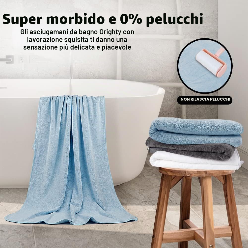 Orighty Set Asciugamani da Bagno, 4 Pezzi (68 x 137 cm) - Asciugamani in Microfibra per il Corpo Morbidi e Altamente Assorbenti, Asciugamani da Bagno in Microfibra per Sport, Yoga, SPA, Fitness - Blu