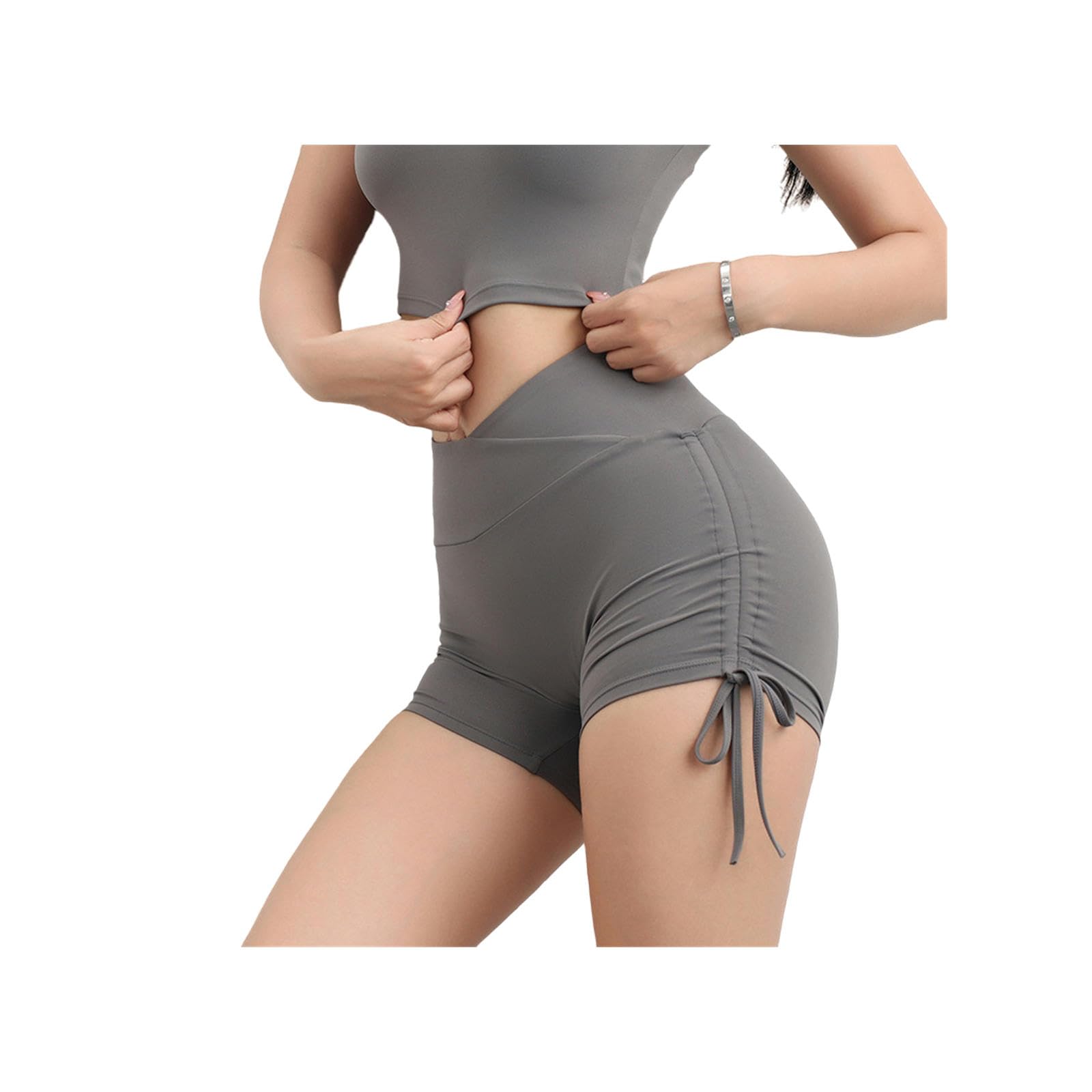 gym shorts for women European And American Style Hip-lifting Pants For Women Yoga Fitness High Waist Tummy-control Yoga Pants Tight Drawstring Three-quarter Pants Sports Fitness Pants