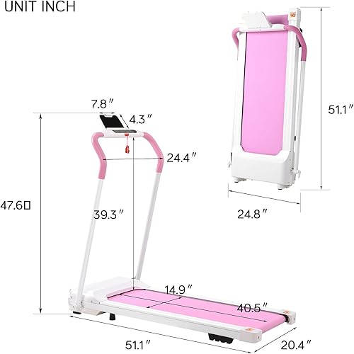 Miniatura 3 de FRITHJILL Caminadora plegable, portátil eléctrica motorizada caminadora para correr la máquina de ejercicio compacta para gimnasio en casa, no