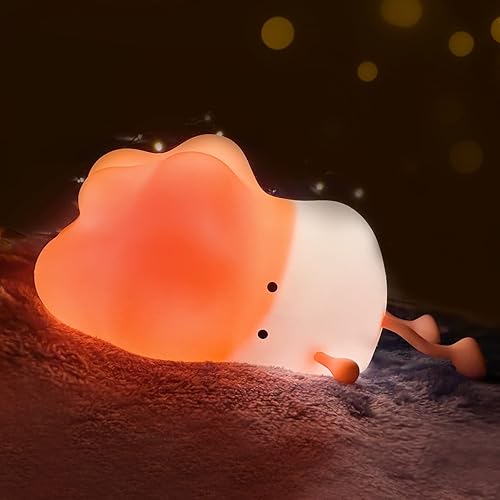 GREAFURN Linda luz nocturna para niños luz nocturna de silicona para habitación de niños lámpara de guardería blanda recargable Kawaii para