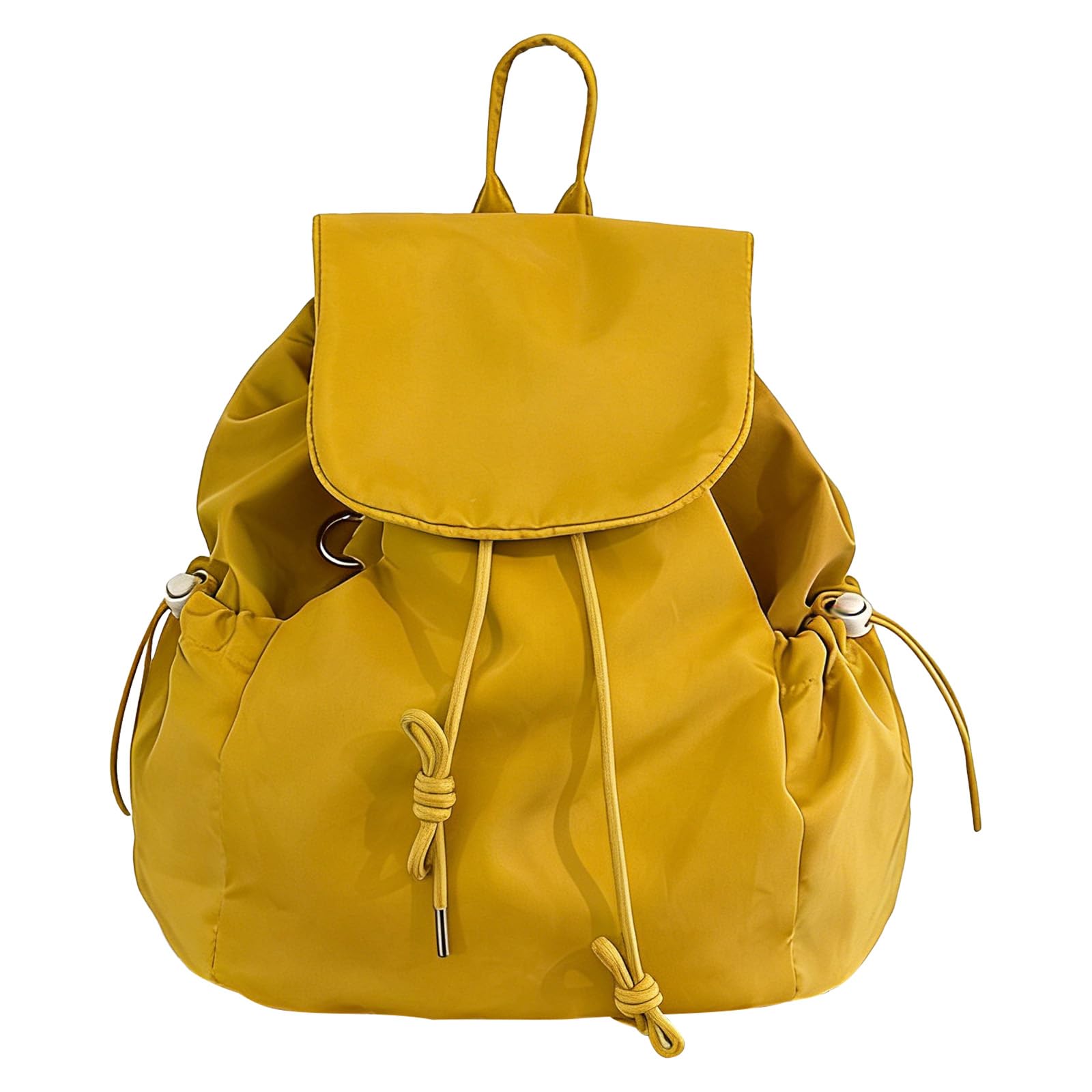 Cartable en nylon de grande capacité avec cordon ajustable jaune - 8