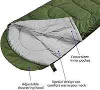 Vista 3 de 3-4 Season Sleeping Bag for Adults & Kids, Lightweight Warm Cold Weather Camping Bag with Waterproof Compression Sack – Portable for Hiking