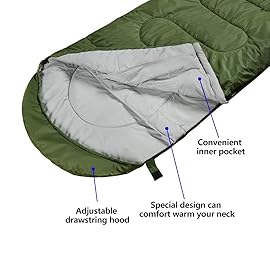 3-4 Season Sleeping Bag for Adults & Kids, Lightweight Warm Cold Weather Camping Bag with Waterproof Compression Sack - Portable for Hiking, Backpacking, Traveling & Outdoor Adventures (Army Green)