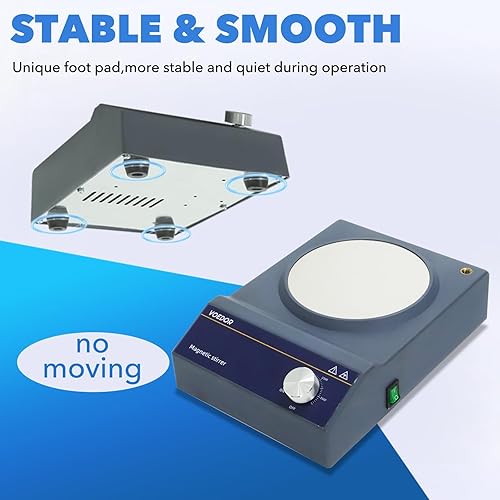 Miniatura 6 de Agitador magnético con barra de agitación (sin calentamiento) - 3800 RPM, carcasa de plástico ABS de alta resistencia, mezclador capacidad máxima de