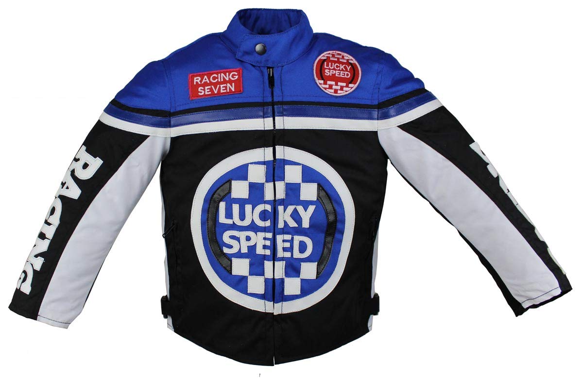 Euro Stars Veste de Motard Textile Pour Enfant - Moto et Course Bleue